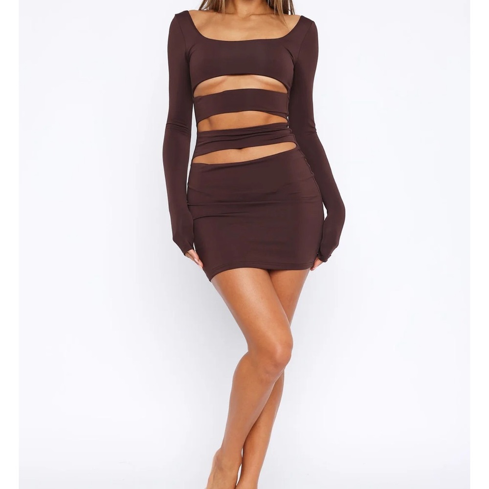 Women's Brown cut out dress.